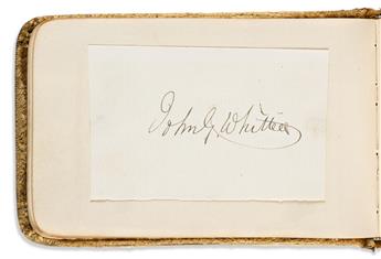 (ALBUM.) Autograph album containing over 30 Signatures or brief Signed inscriptions by 19th-century actors, authors, and others,